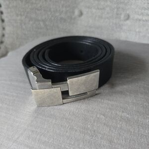 Vintage French designer Black leather Vanchetta Belt Size 38 6/8 US